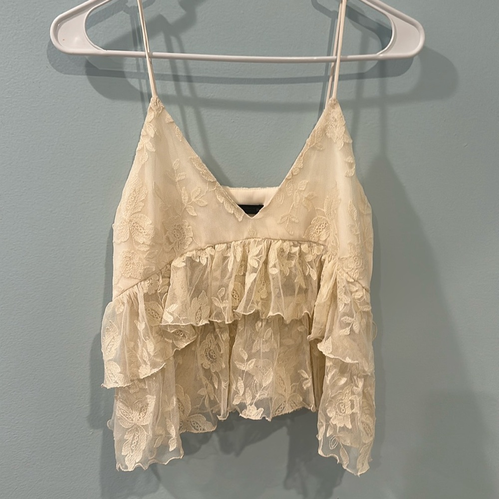 Zara Cream Lace Camisole Top